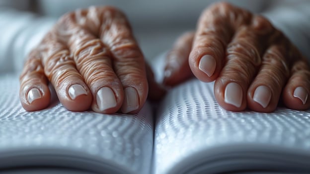 Textured touch embossed surface human hand photo