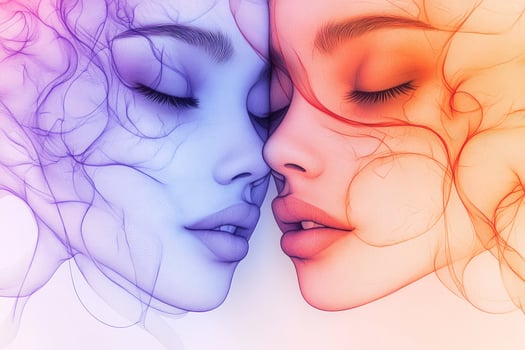 Faces in harmony duality women portrait in conceptual abstract artwork photo
