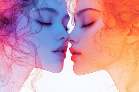 Faces in harmony duality of color and light connection portrait photo