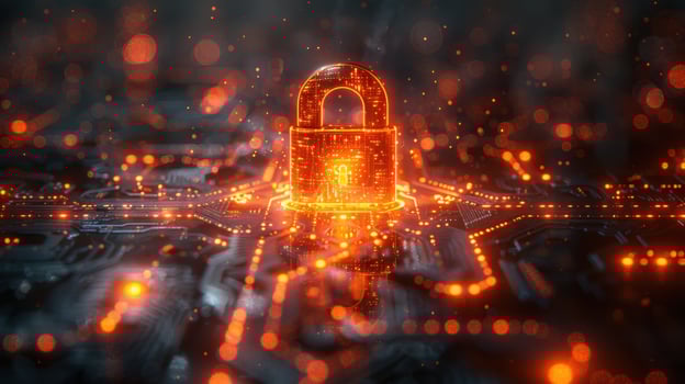Digital security padlock icon cyber data protection concept photo