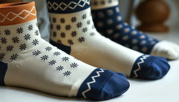 Arrangement of soft patterned socks fashion accessories photo