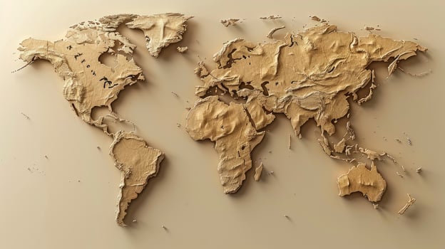 Textured world map relief neutral colors geography exploration global awareness photo