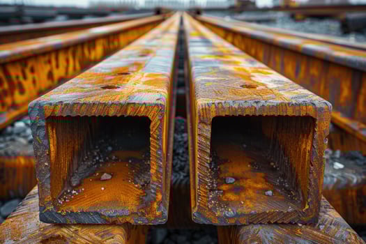 Rusted metal beams stack patterned industrial material photo