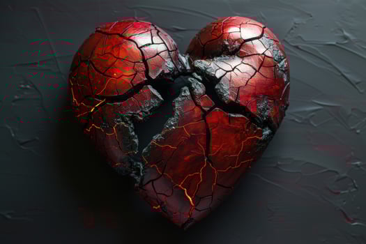 Fractured heart texture background symbolic of loss and emotional pain photo