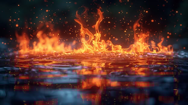 Fire over water abstract conceptual design backdrop photo