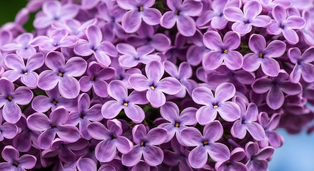 Close up view of clustered purple lilac flowers with delicate petals Blossom photo