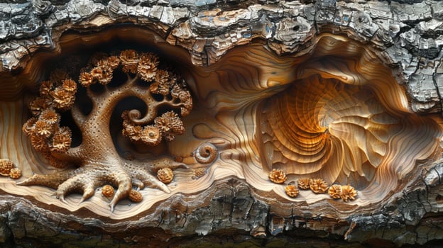 Carved tree bark texture macro detailed wood carving photo
