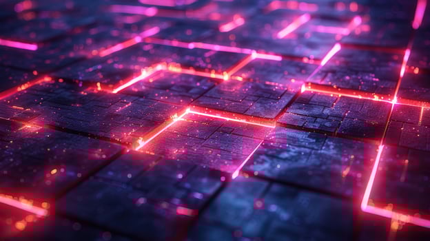 Futuristic grid pattern glowing lines abstract technological background photo