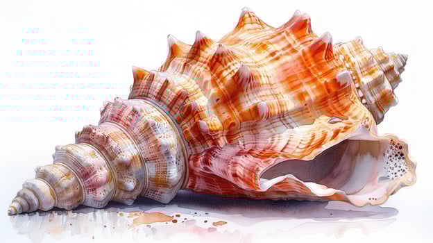Watercolor seashell illustration on white background marine mollusk graphic art photo