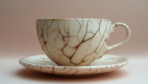 Elegant crackle glaze ceramic teacup and saucer for tea and coffee photo