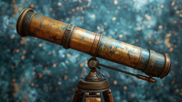 Vintage telescope for astronomy and scientific observation photo