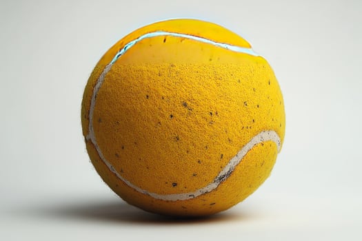 Yellow ball close up on white background for sports and active lifestyle photo