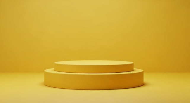 Two cylindrical stages one above the other against a yellow background photo