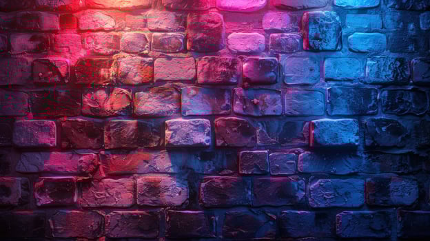 Vibrant brick wall texture with color gradient and lighting effects photo