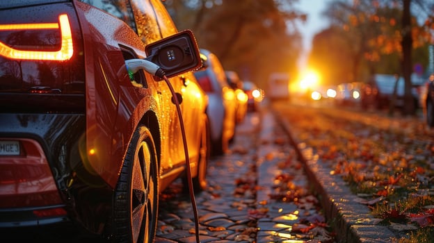 Electric car charging renewable energy sustainable transportation photo