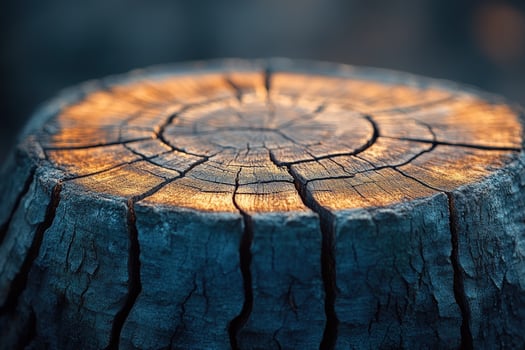 Detailed tree stump showing rings and texture in natural light photo