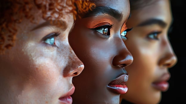 Diverse beauty faces portrait harmony in skin tones and ethnicities photo