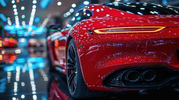 Red sports car rear view automotive transportation design photo
