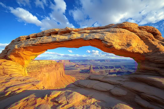 Desert arch landscape under blue sky rock formation overlook nature vista photo