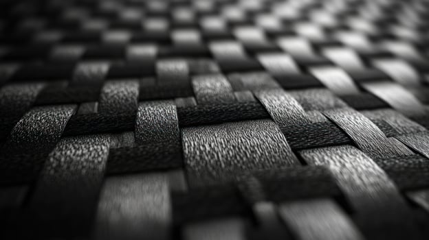 Woven texture background with interlaced fibers in gray and black photo