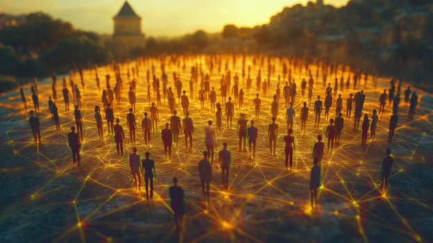 Interconnected people in digital network technology photo