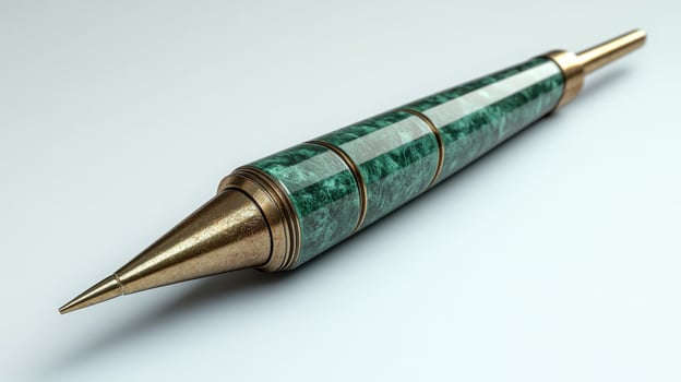 Elegant green and gold mechanical pencil for writing office study and business photo