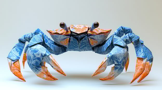 Origami crab sculpture with paper folds and geometric shapes photo