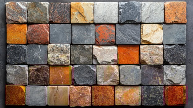 Varied colored rock square tiles texture backdrop photo