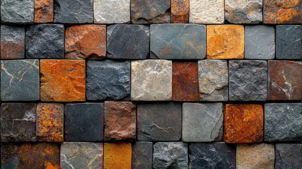 Multicolor stone square wall texture background photo