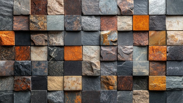 Textured stone squares mosaic pattern background photo