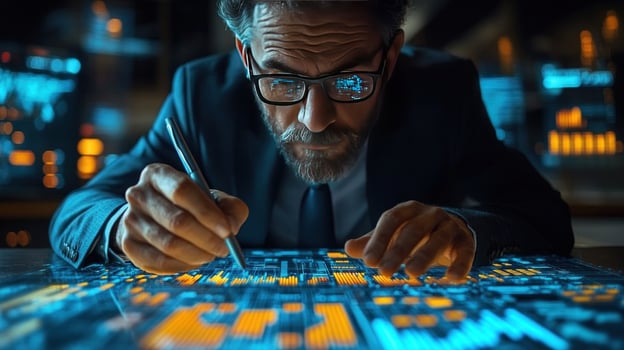 Data analysis on digital screen business technology photo