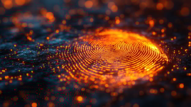 Glowing fingerprint scan for security and biometric identification technology photo