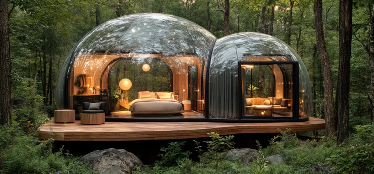 Geodesic dome home in forest exterior architecture photo