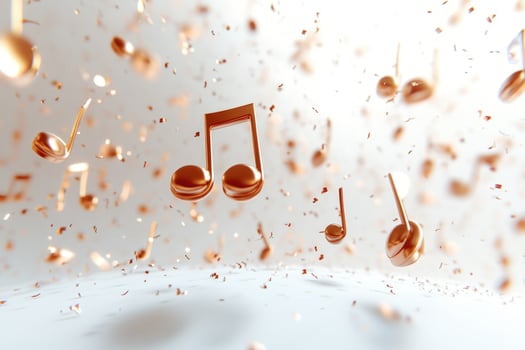 Golden music notes floating background festive celebration photo