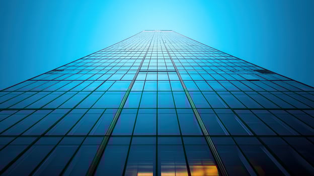 Skyscraper glass facade blue sky architecture photo