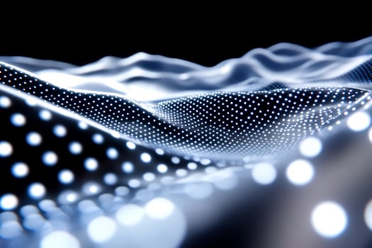 Abstract digital landscape, glowing points, dark background, tech concept photo