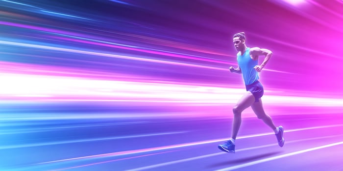 Runner speed motion blur light trail photo