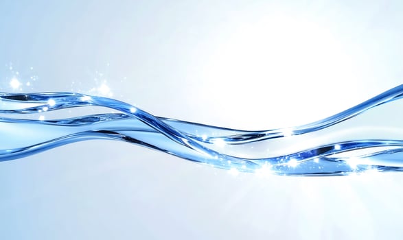 Flowing water, sparkling, light background, purity concept photo