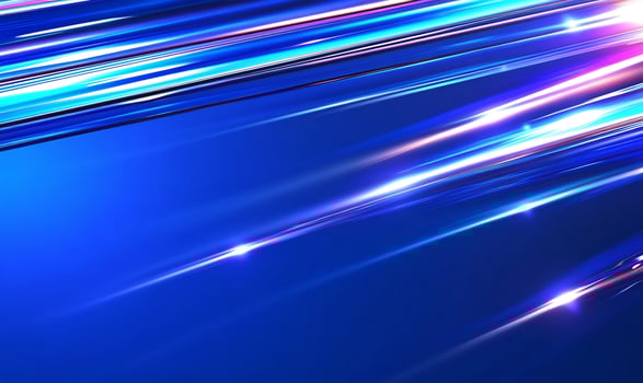 Abstract blue light streaks, dynamic energy, dark background, technology design photo