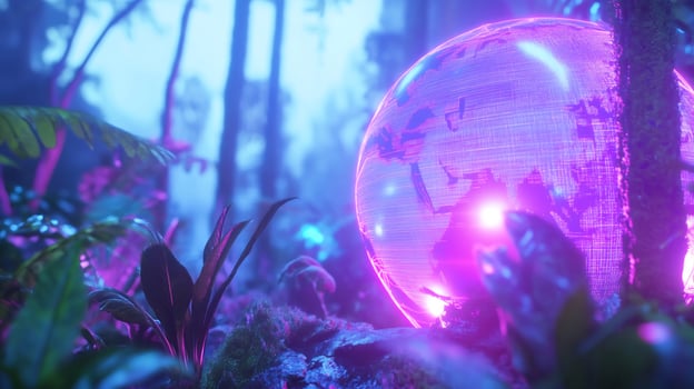 Glowing Earth in mystical forest environmental concept art photo