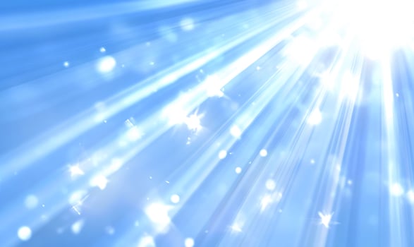 Bright blue light rays, sparkle background, heavenly scene, website design photo