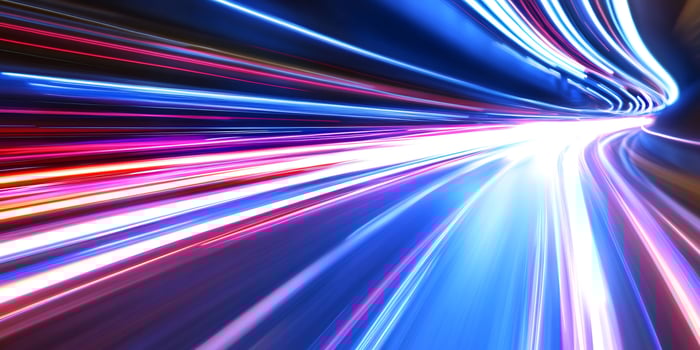 City night light trails tunnel speed photo