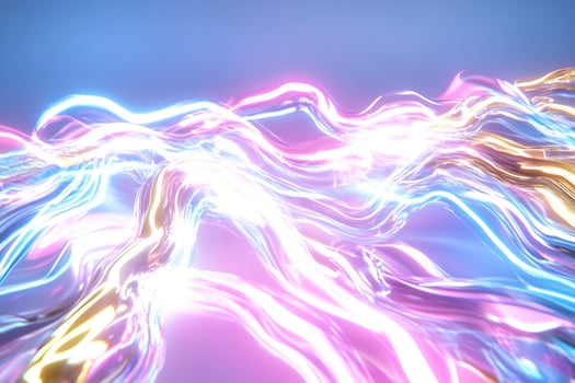 Glowing waves, abstract background, light, energy, digital art, website banner photo
