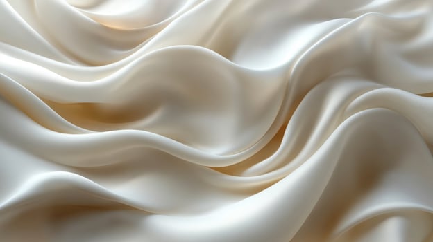 Elegant textured silk fabric background in ivory and white with soft waves photo