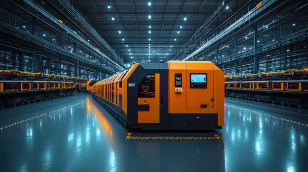 Automated vehicle system in modern industrial setting logistics and material handling photo