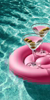 Two glasses of wine on a floating ring photo