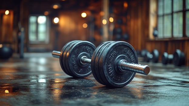 Fitness dumbbell weight training equipment for gym workout photo