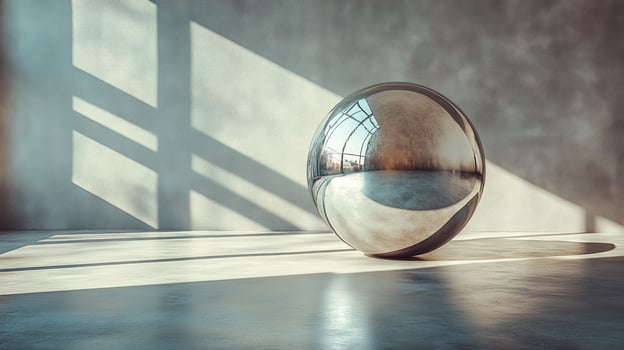 Reflective chrome sphere with light and shadow photo