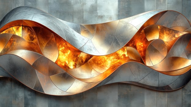 Abstract metallic curves design on textured background modern art photo