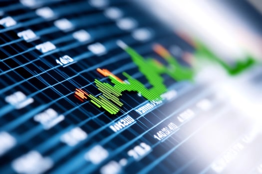 Stock market graph trends. Financial data analysis photo